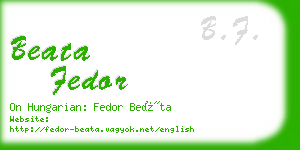 beata fedor business card